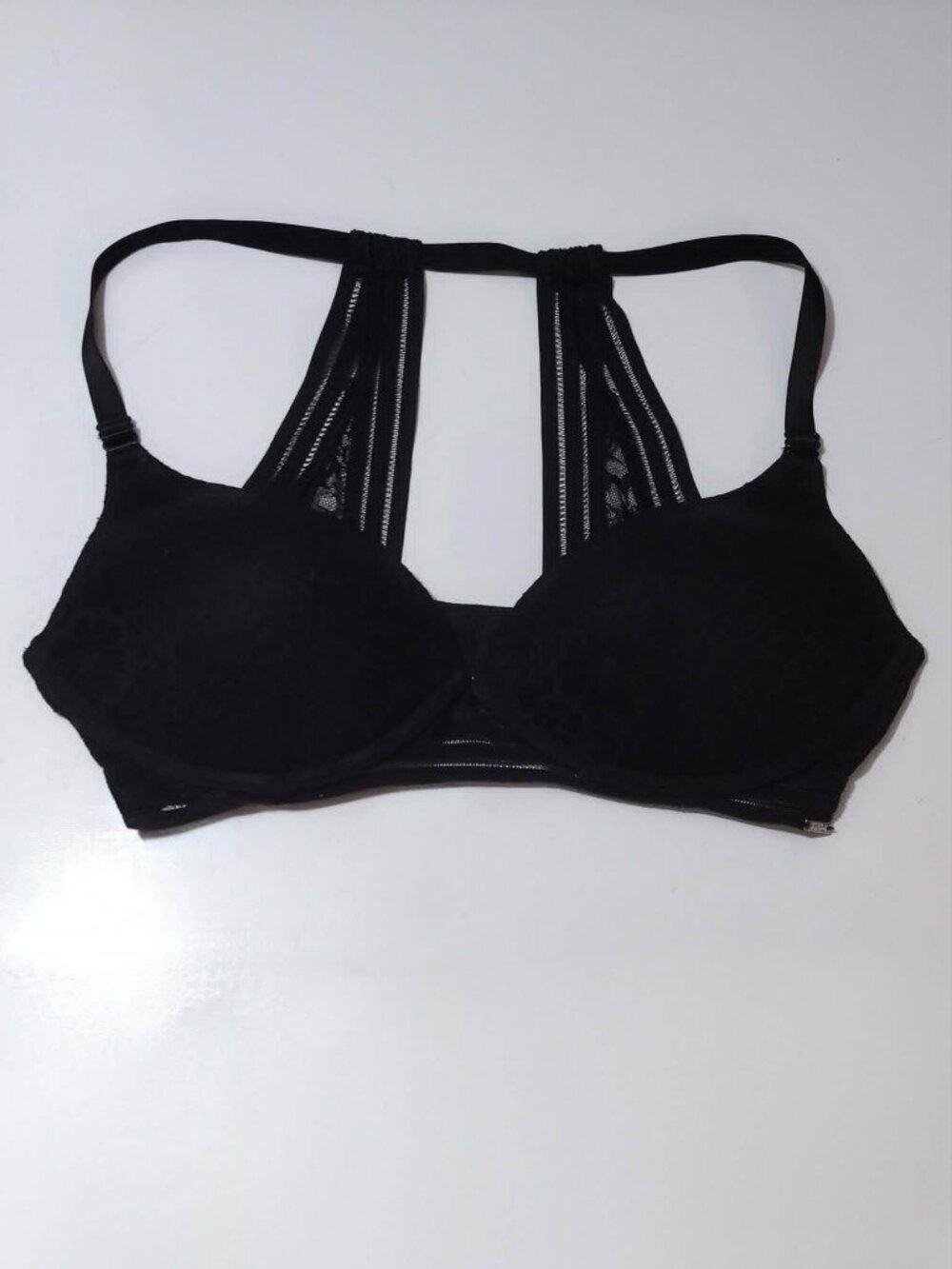 34DD Victoria's Secret Pink Lightly Lined Wireless Black Striped Cage Bra